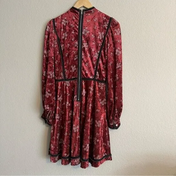 Highly Preppy Red Velvet Lace Dress Sz S Romantic Gothic Vampirecore Regencycore
