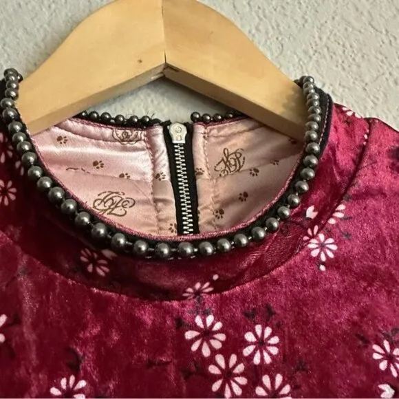 Highly Preppy Red Velvet Lace Dress Sz S Romantic Gothic Vampirecore Regencycore