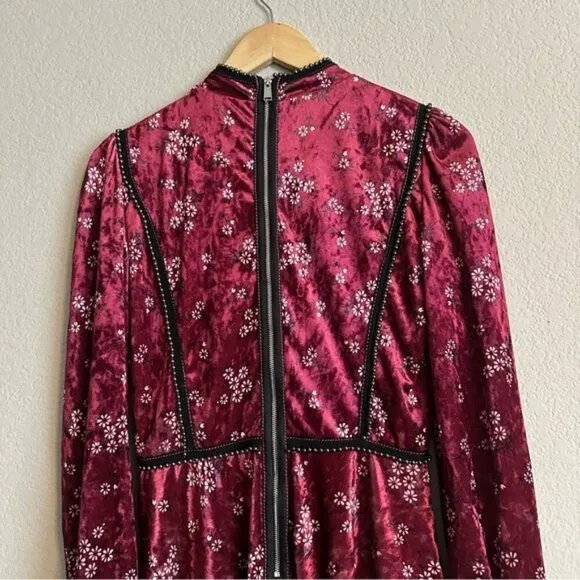 Highly Preppy Red Velvet Lace Dress Sz S Romantic Gothic Vampirecore Regencycore
