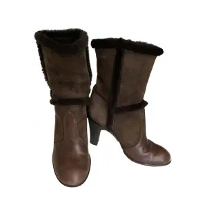 Hogan Brown Leather Boots Size 5.5