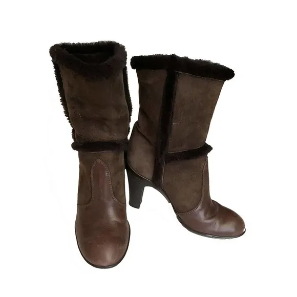 Hogan Brown Leather Boots Size 5.5