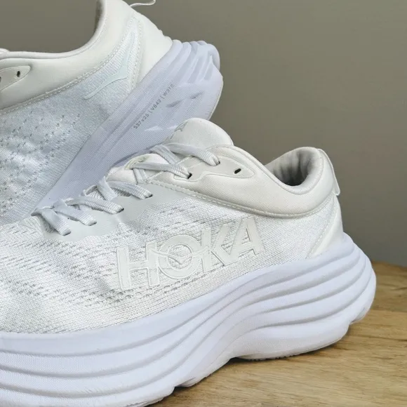 Hoka Bondi 8 Mens Size 8D Wide Width Running Shoes White Walking Comfort