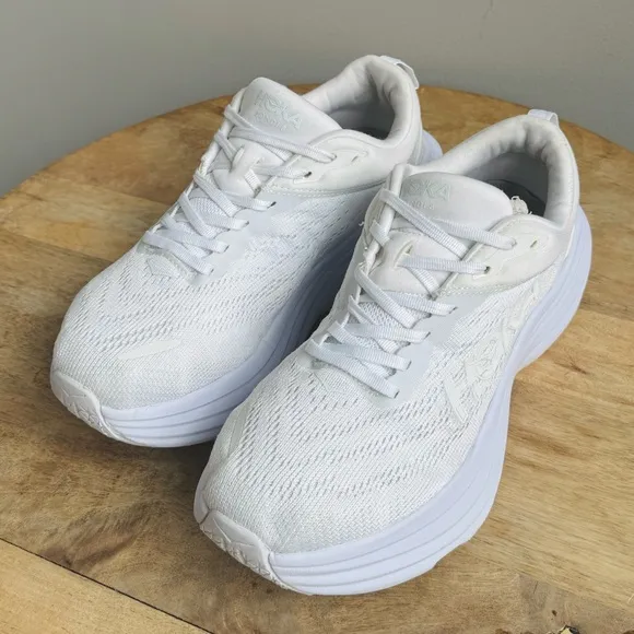 Hoka Bondi 8 Mens Size 8D Wide Width Running Shoes White Walking Comfort