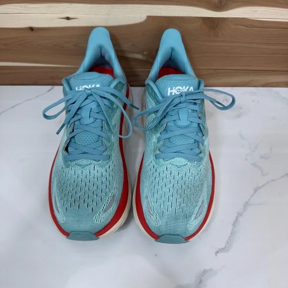 Hoka Clifton 8 Blue White Shoes Sneakers 1119394 AEBL Women's Size 10 B
