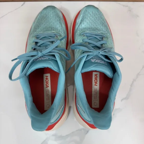 Hoka Clifton 8 Blue White Shoes Sneakers 1119394 AEBL Women's Size 10 B