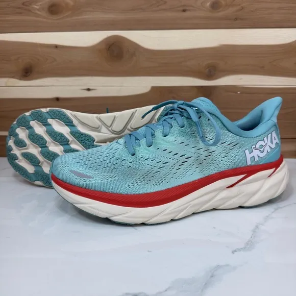 Hoka Clifton 8 Blue White Shoes Sneakers 1119394 AEBL Women's Size 10 B