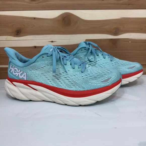 Hoka Clifton 8 Blue White Shoes Sneakers 1119394 AEBL Women's Size 10 B