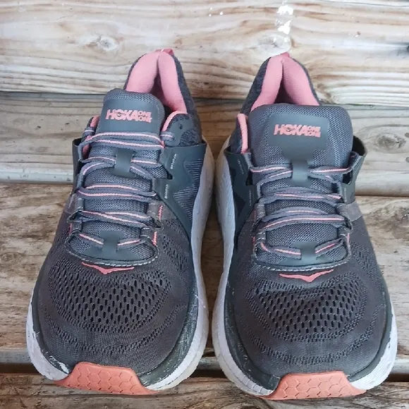 Hoka Gaviota 2 Gray and Pink Athletic Shoes with Breathable Mesh