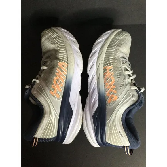 Hoka One One Bondi 7 Women's Lunar Rock Athletic Running Shoes Lace Up Size 10