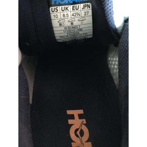 Hoka One One Bondi 7 Women's Lunar Rock Athletic Running Shoes Lace Up Size 10