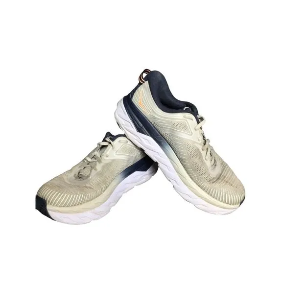 Hoka One One Bondi 7 Women's Lunar Rock Athletic Running Shoes Lace Up Size 10