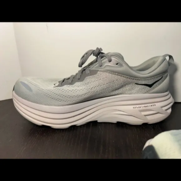 Hoka One One Bondi 8 Running Shoes Sharkskin/Harbor Mist Mens Size 11.5D