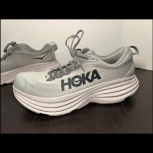 Hoka One One Bondi 8 Running Shoes Sharkskin/Harbor Mist Mens Size 11.5D