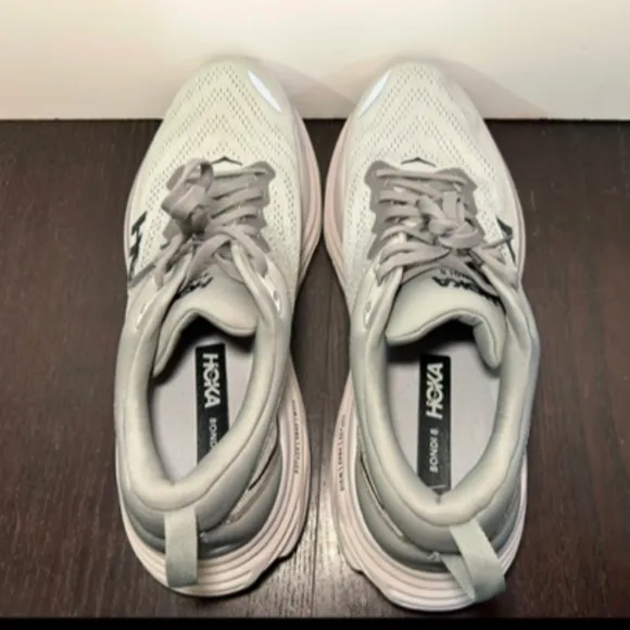 Hoka One One Bondi 8 Running Shoes Sharkskin/Harbor Mist Mens Size 11.5D