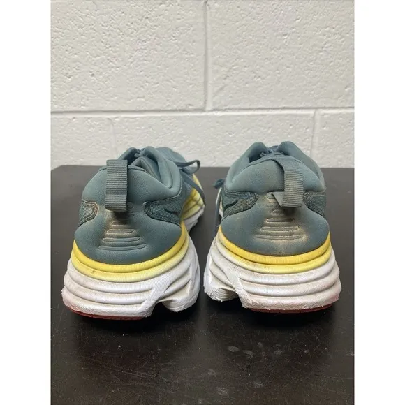 Hoka One One Bondi 8 Shoes Men's 12 D Blue Athletic Running‎ Sneakers Yellow