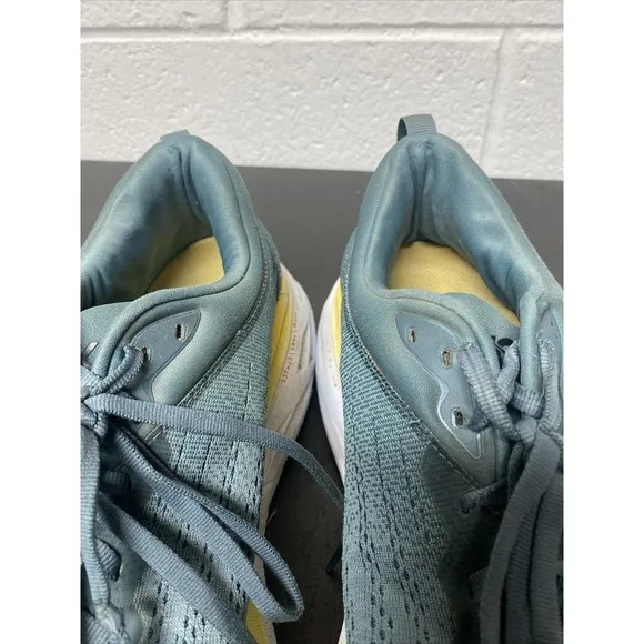 Hoka One One Bondi 8 Shoes Men's 12 D Blue Athletic Running‎ Sneakers Yellow