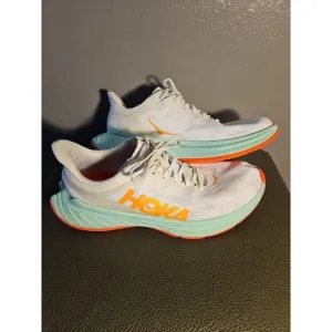 Hoka One One Carbon X  Men’s Shoe Size 10D White, Light Blue, and Orange