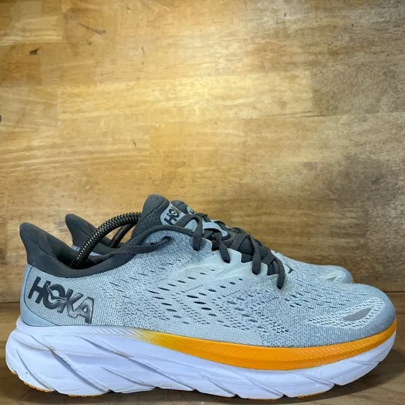 Hoka One One Clifton 8 REFLECTIVE Mens Size 10 Running Shoes Sneakers Blue Fog