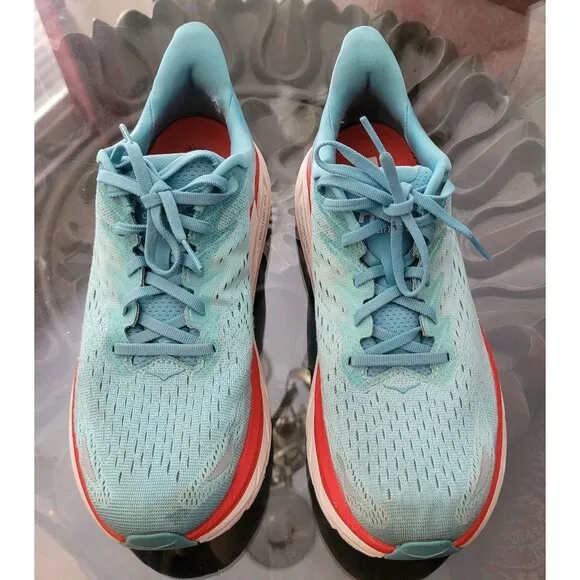 Hoka One One Clifton 8 Sneakers Womens 10.5B Blue Running Walking Athletic Shoes