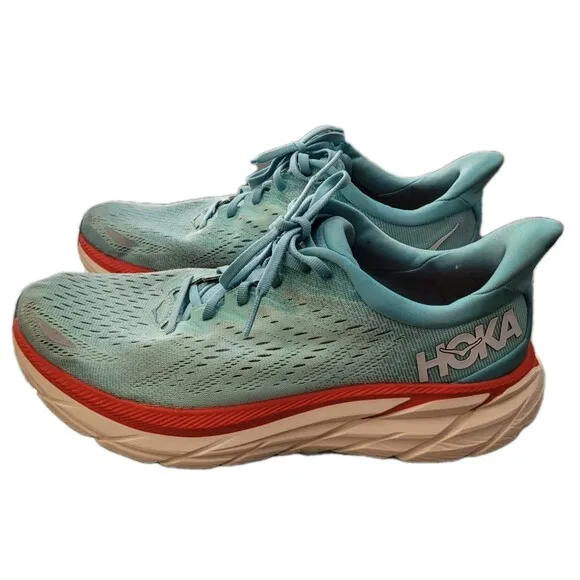 Hoka One One Clifton 8 Sneakers Womens 10.5B Blue Running Walking Athletic Shoes