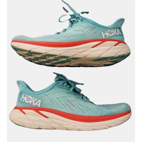 Hoka One One Clifton 8 Sneakers Womens 10.5B Blue Running Walking Athletic Shoes