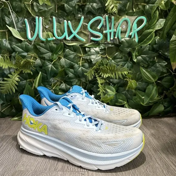 Hoka One One Clifton 9 Shoes Mens 10.5 D Ice Water Blue Running Walking Sneakers