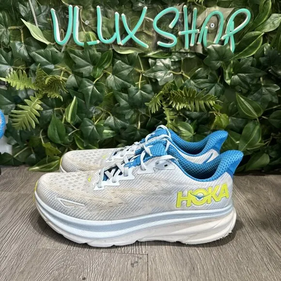 Hoka One One Clifton 9 Shoes Mens 10.5 D Ice Water Blue Running Walking Sneakers