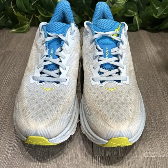 Hoka One One Clifton 9 Shoes Mens 10.5 D Ice Water Blue Running Walking Sneakers
