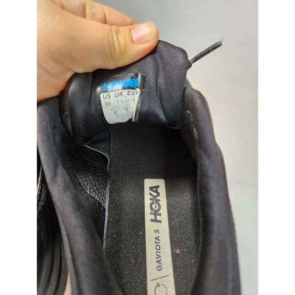 Hoka One One Gaviota 5 Men's Black Running Shoes –‎ Lightweight Comfort, Size 9B