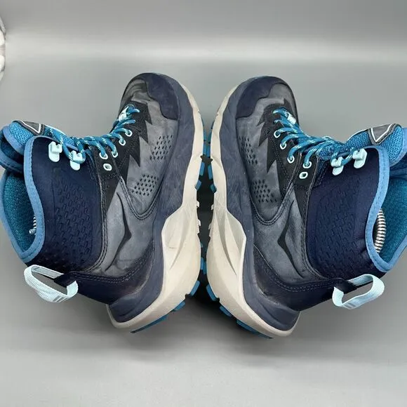 Hoka One One Kaha 2 GTX Women's 7 Blue Hiking Boots Round Toe Lace-Up High-Top