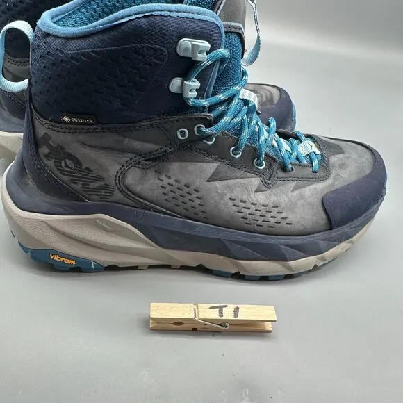 Hoka One One Kaha 2 GTX Women's 7 Blue Hiking Boots Round Toe Lace-Up High-Top