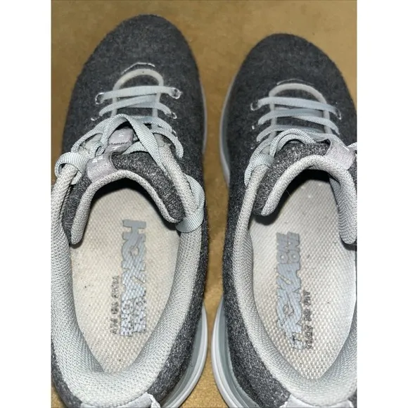 Hoka One One Mens Hupana Flow Wool 1105589 DSCG Gray Running Shoes Sneakers Sz 6