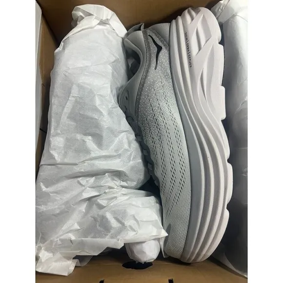Hoka One One NIB Men's Bondi 8 1123202 Running Sneaker Shoes Gray in  Size10D
