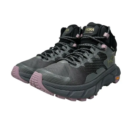 Hoka One One Trail Code GTX Black Castlerock Hiking Boots Women's Size 6.5 B
