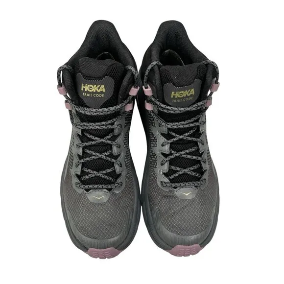 Hoka One One Trail Code GTX Black Castlerock Hiking Boots Women's Size 6.5 B
