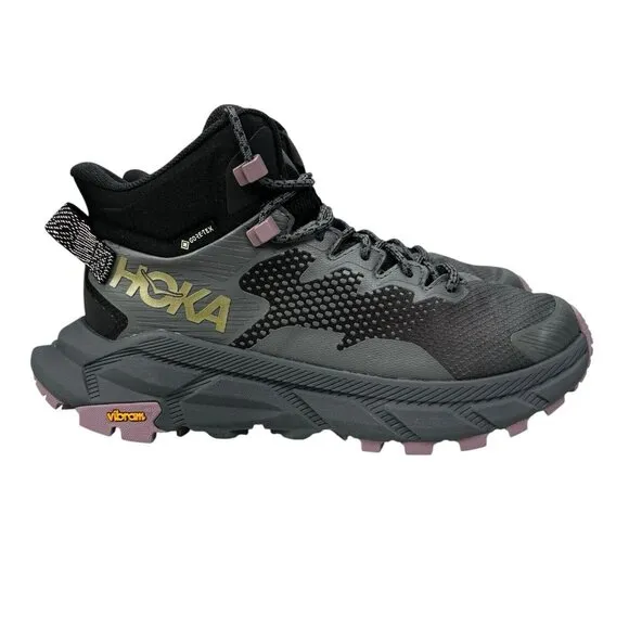 Hoka One One Trail Code GTX Black Castlerock Hiking Boots Women's Size 6.5 B