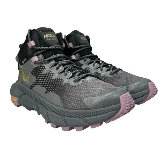 Hoka One One Trail Code GTX Black Castlerock Hiking Boots Women's Size 6.5 B