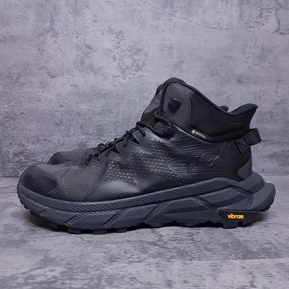 HOKA One One Trail Code GTX Gore-Tex Hiking Boots Mens Size 11.5 D Triple Black