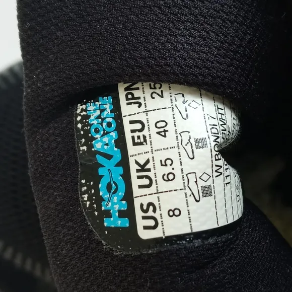 Hoka Women's Black Bondi 7 One On One Tennis Shoes Athletic Shoes Size 8