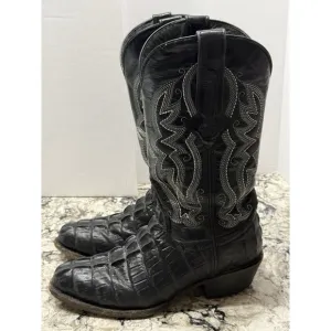 Hometown Heritage Black Gator Cowboy Boots Made in Mexico US7 Mex 26