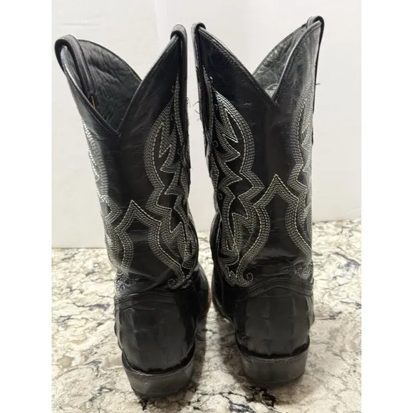 Hometown Heritage Black Gator Cowboy Boots Made in Mexico US7 Mex 26