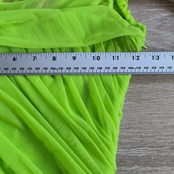 HOUSE OF CB Adrie Ruched Corset Cut-Out Gathered Mini Dress XS - Neon Green NWT