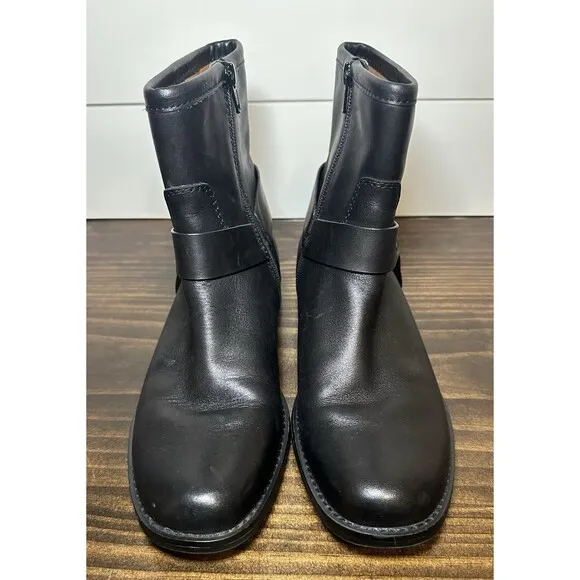 House of Harlow 1960 Black Leather Portia Biker Combat Ankle Boots Women 7
