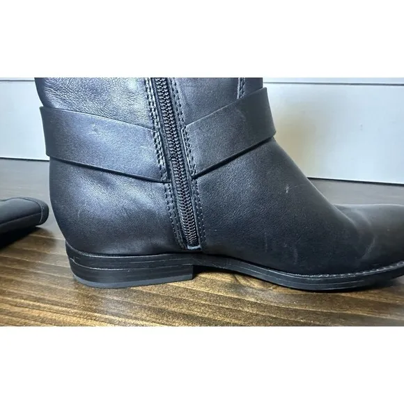 House of Harlow 1960 Black Leather Portia Biker Combat Ankle Boots Women 7