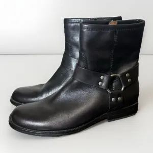 House of Harlow 1960 Black Leather Portia Biker Combat Ankle Boots Women 7