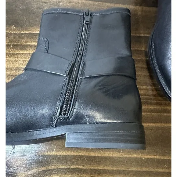 House of Harlow 1960 Black Leather Portia Biker Combat Ankle Boots Women 7