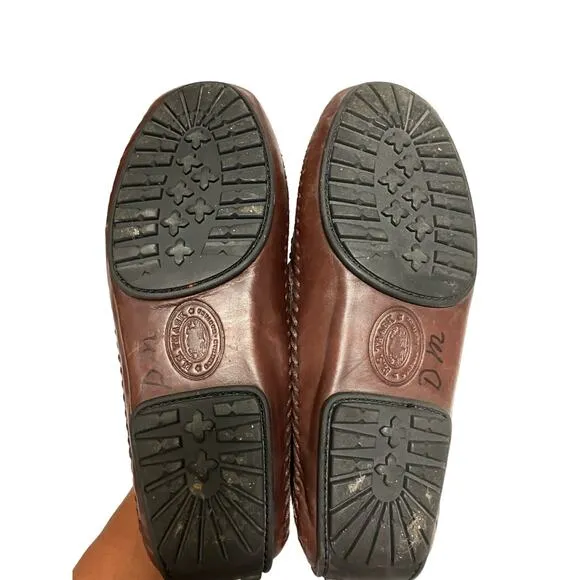 H.S. Trask Leather Moccasins Sz 8 Mens Fur (Sheep?) Lined, Tassels, Slip On, VTG