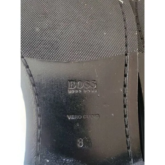 Hugo Boss Men's Brown Leather Slip-on Dress Loafer Shoes Size 8.5