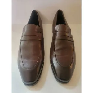 Hugo Boss Men's Brown Leather Slip-on Dress Loafer Shoes Size 8.5
