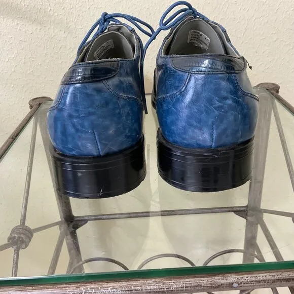 Hugo Vitelli shoes mens size 11 Blue Lace Up Oxford Faux leather Croc embossed